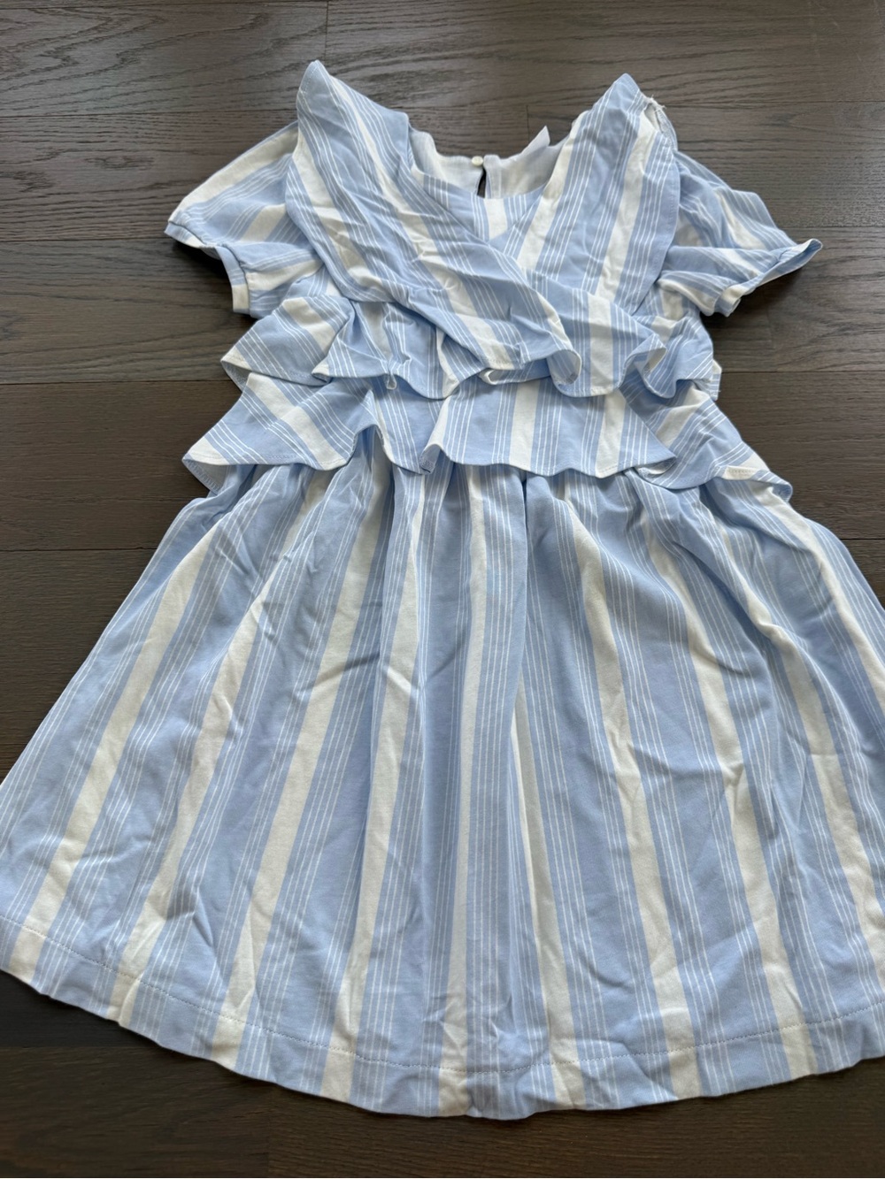 Zara Blue and White Striped Ruffle Dress